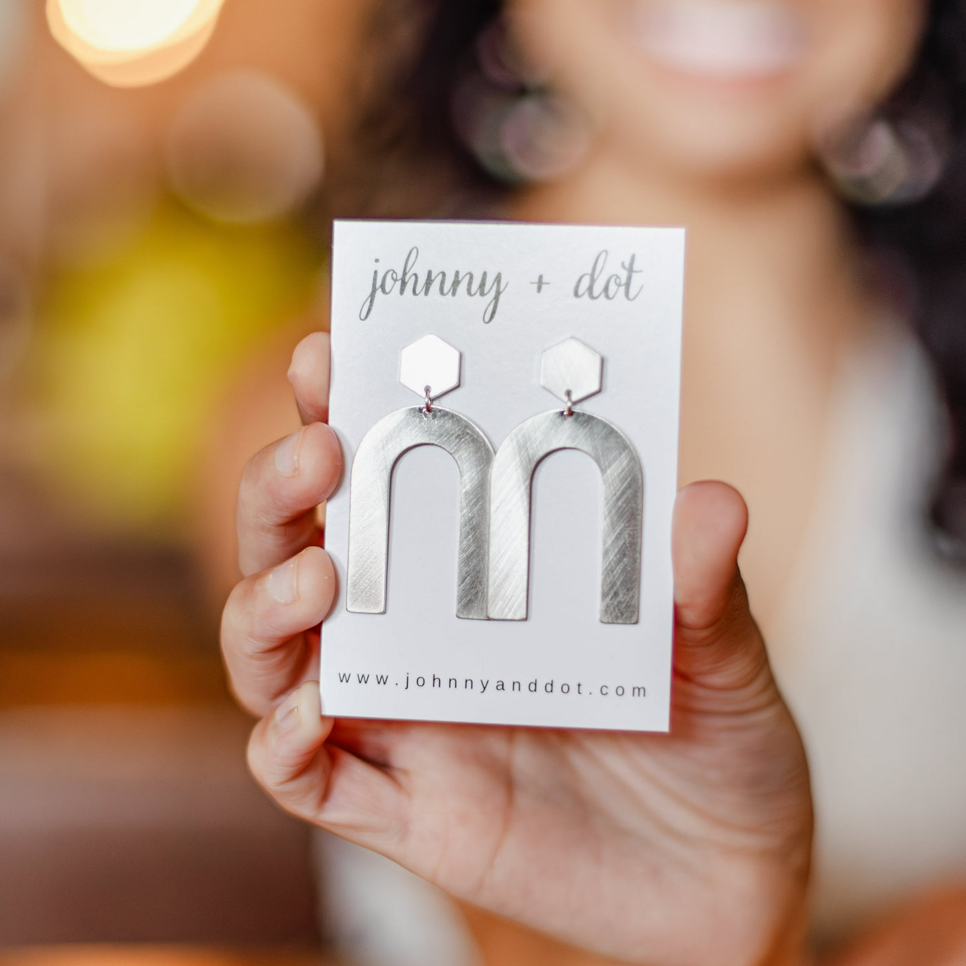 Brushed Silver u-shaped post Back earrings.