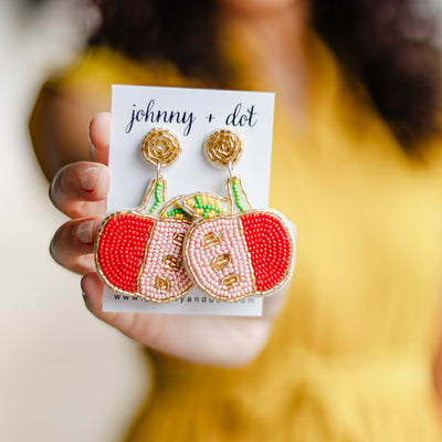 Beaded Apple Teacher earrings.