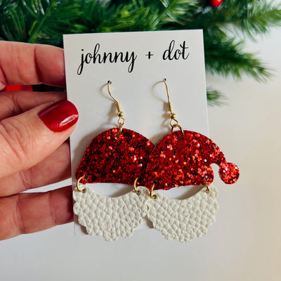 Red Glitter Santa Hat Earrings