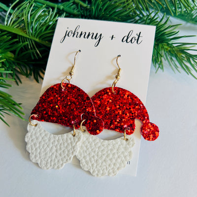 Red Glitter Santa Hat Earrings