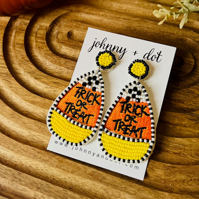Trick or Treat Candy Corn Teardrop Earrings