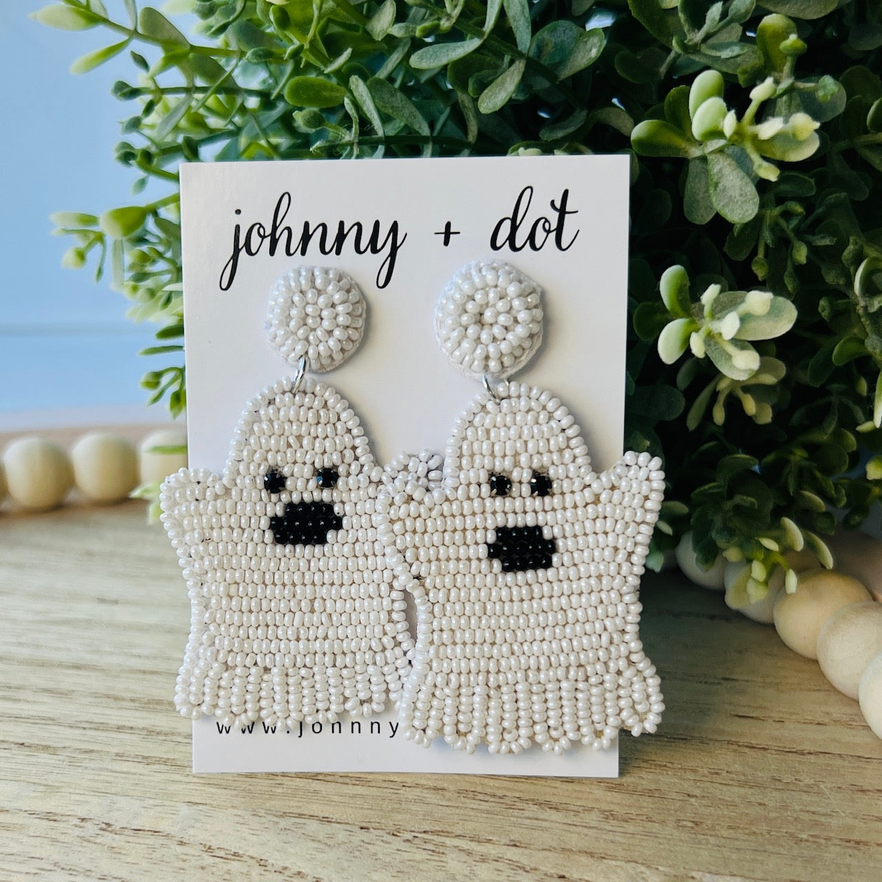 Friendly Ghost Beaded Earrings