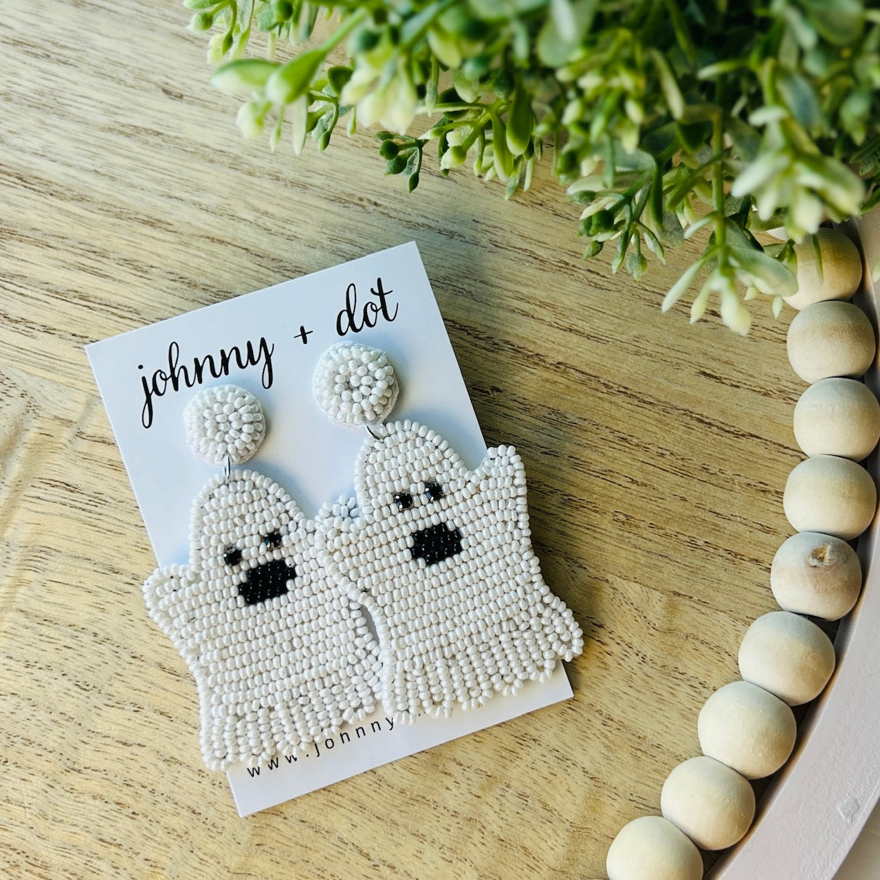Friendly Ghost Beaded Earrings