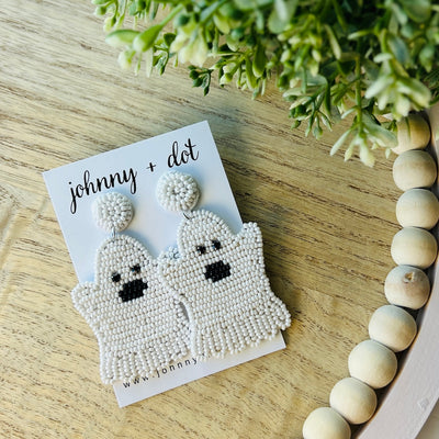 Friendly Ghost Beaded Earrings