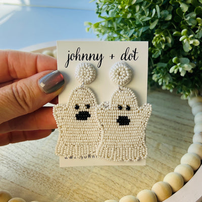 Friendly Ghost Beaded Earrings