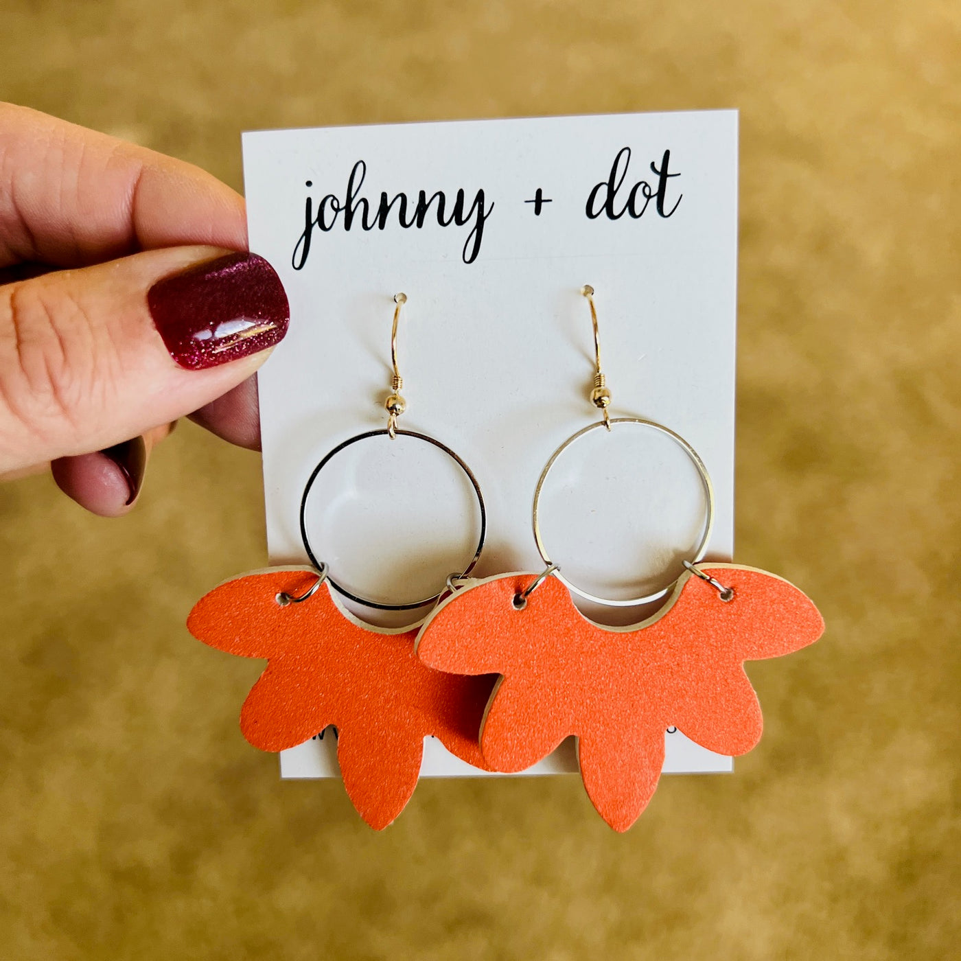 Soft Petal Hoop Earrings in Tangerine