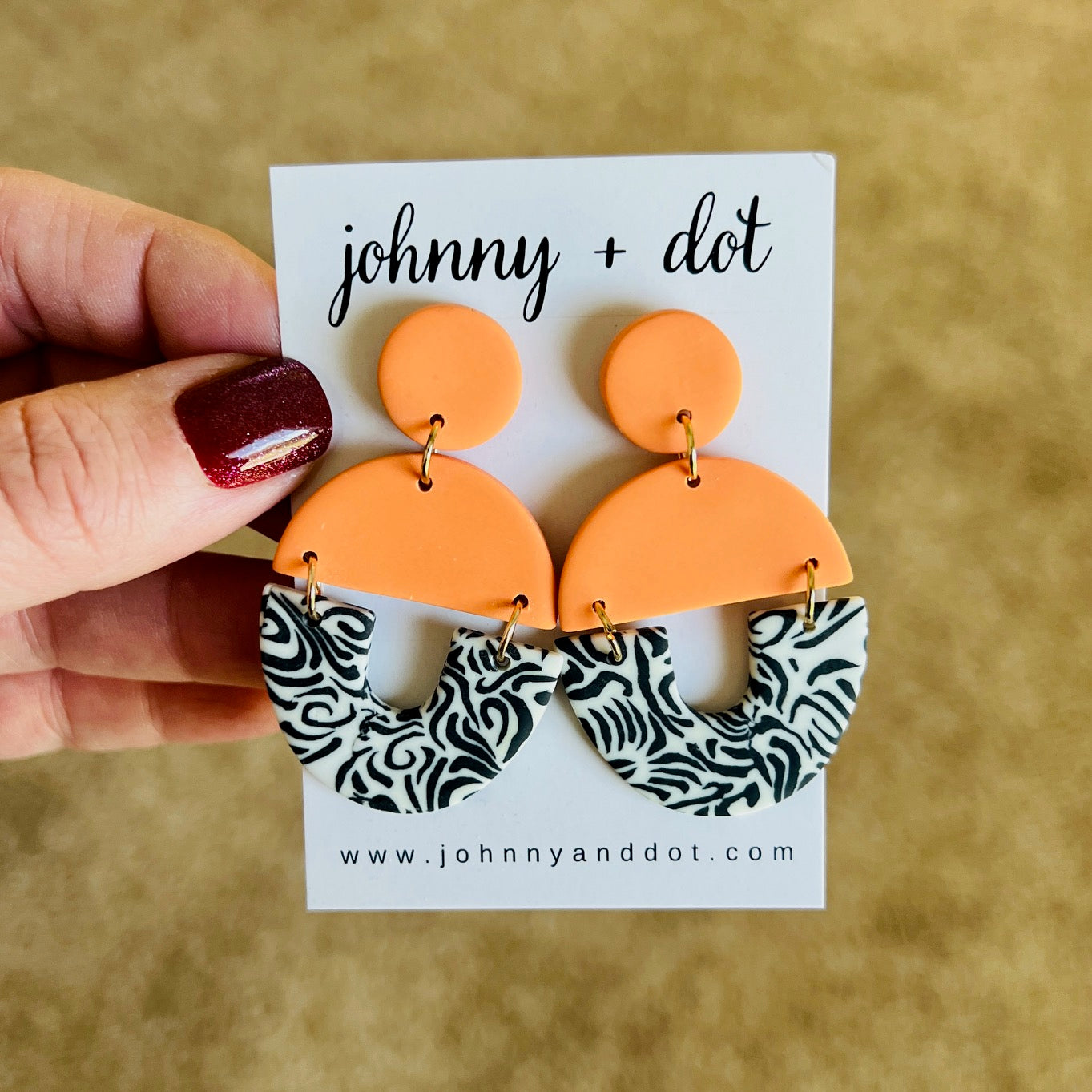 Terra Clay & Black Zebra Arch Earrings