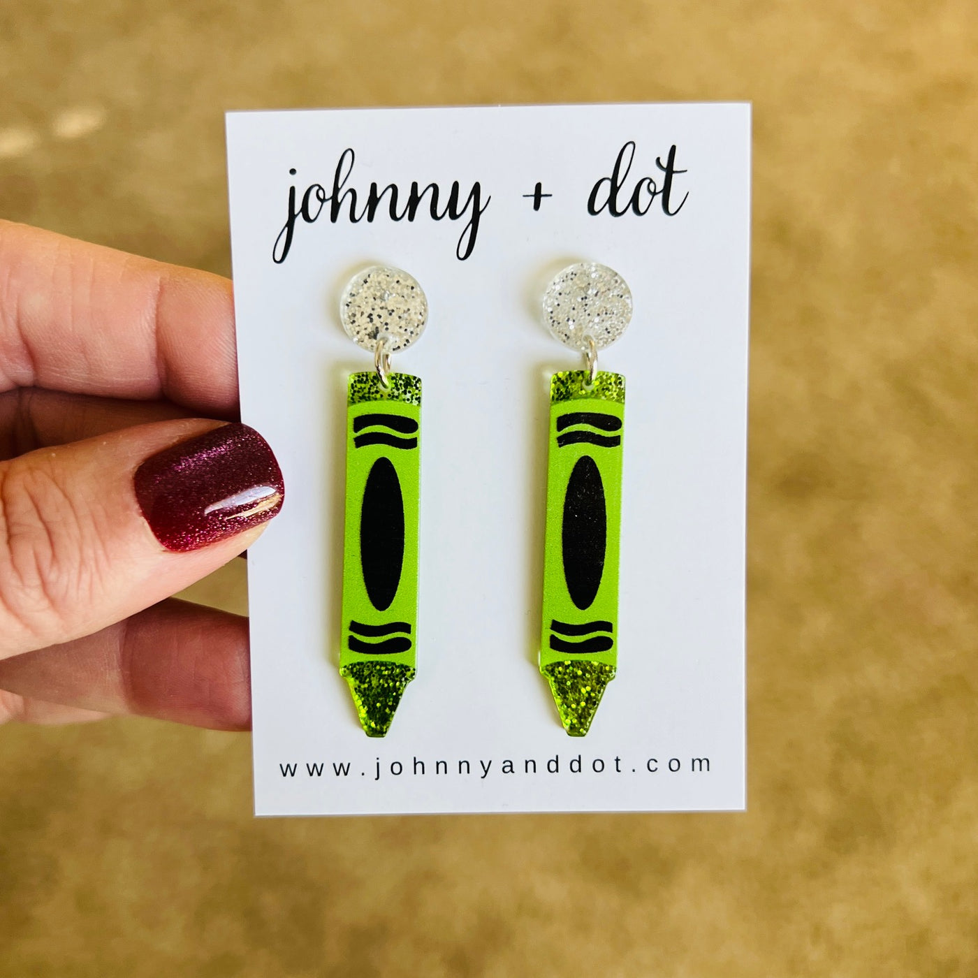 Green Crayon Earrings