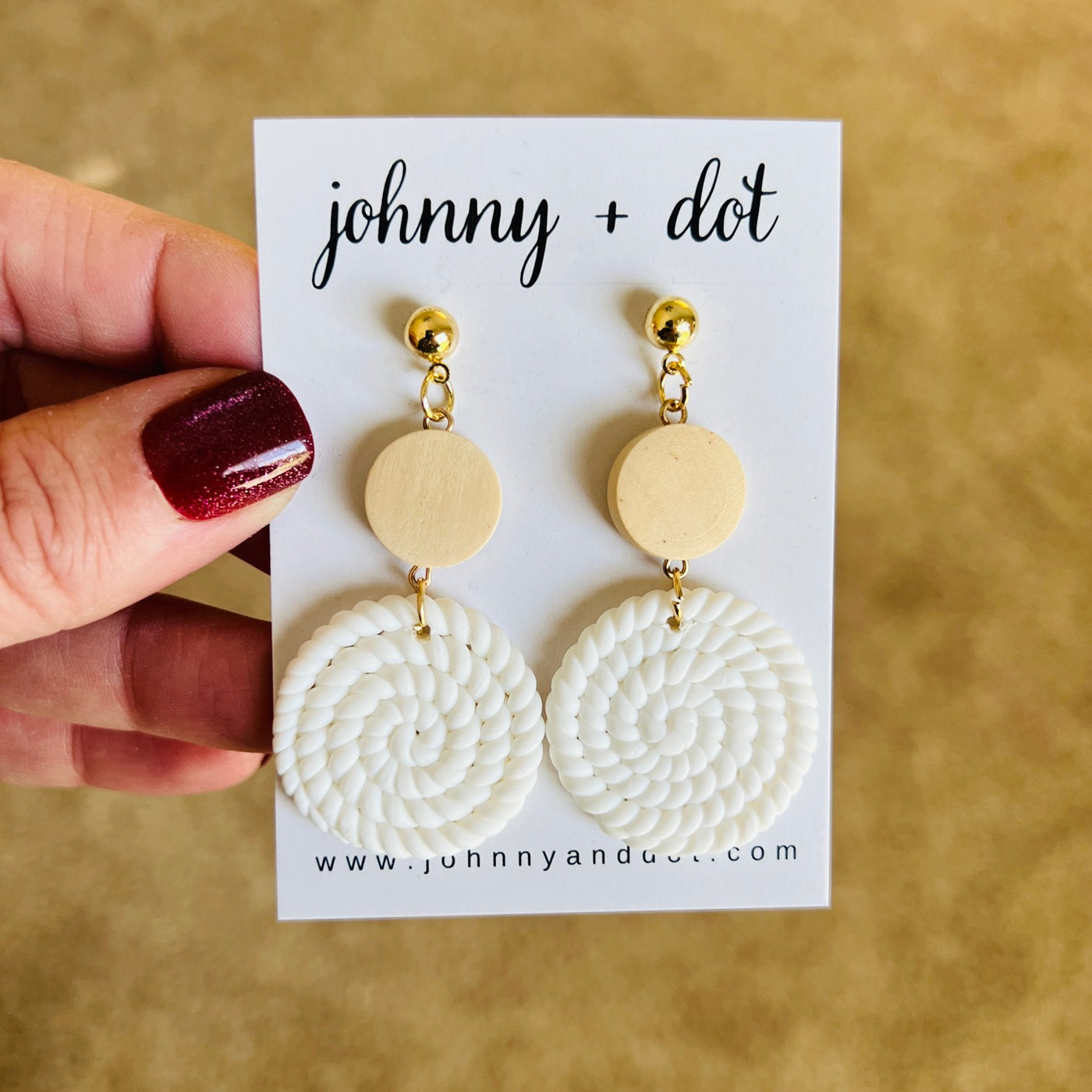 Twisted Rope Statement Earrings in White