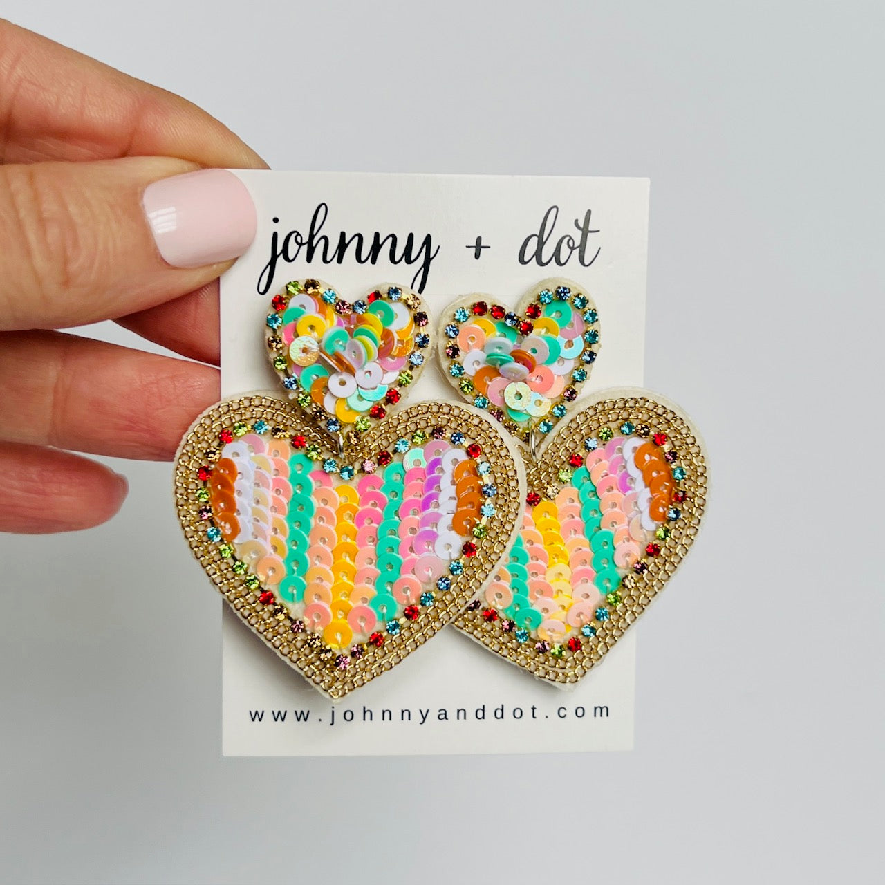 Pastel Sequined Heart Earrings