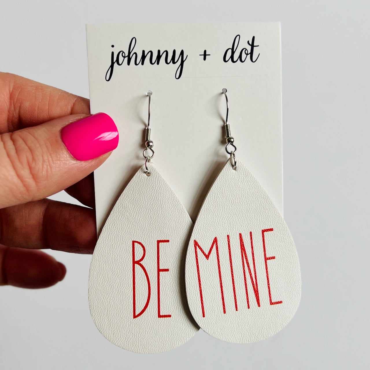 Be Mine Faux Leather Teardrop Earrings