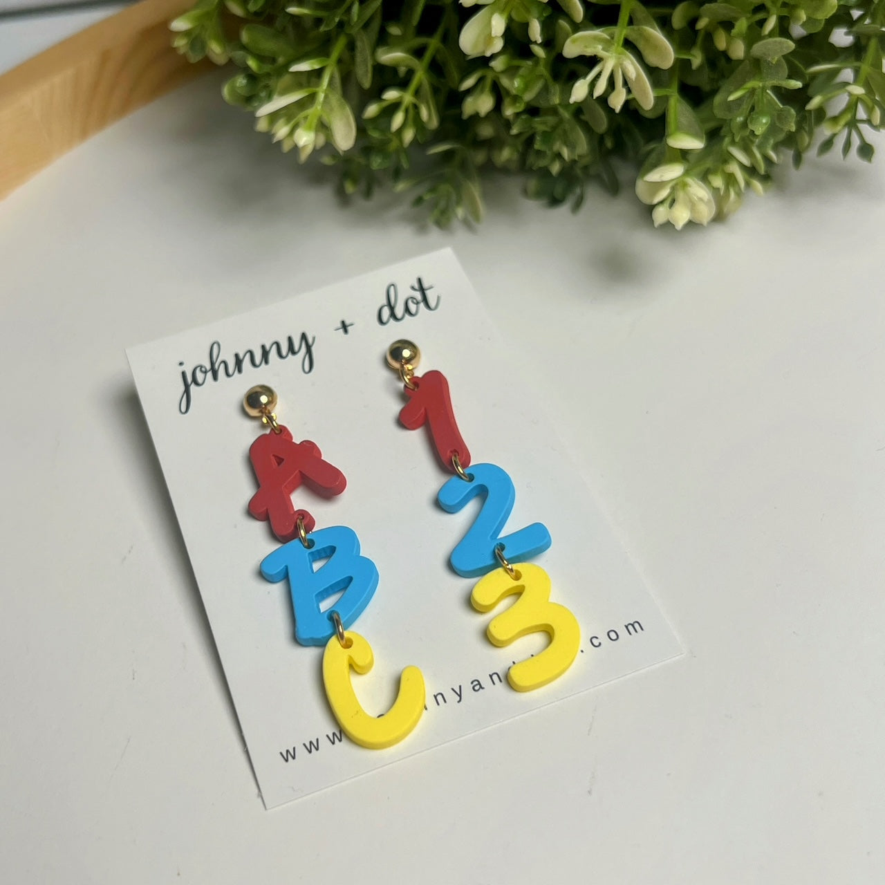 ABC 123 Dangle Earrings