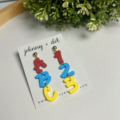 ABC 123 Dangle Earrings