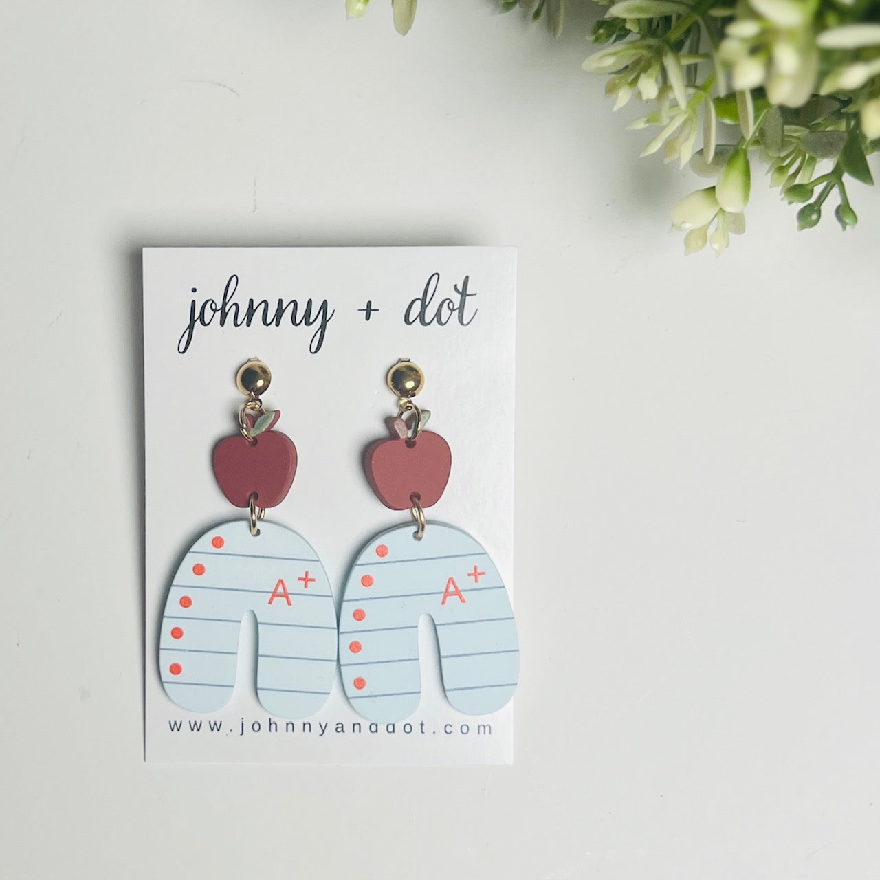 A+ Apple Paper Dangle Earrings