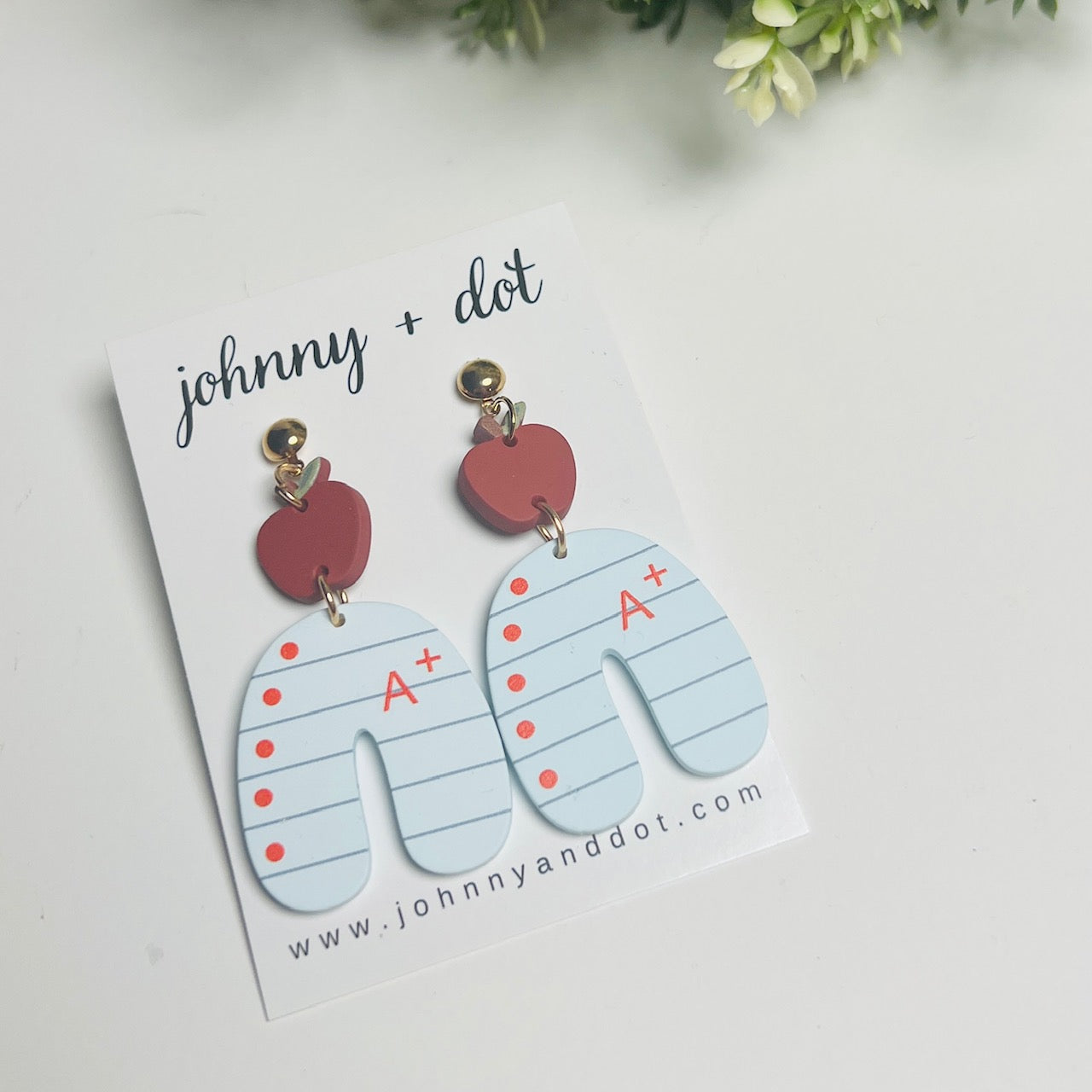 A+ Apple Paper Dangle Earrings