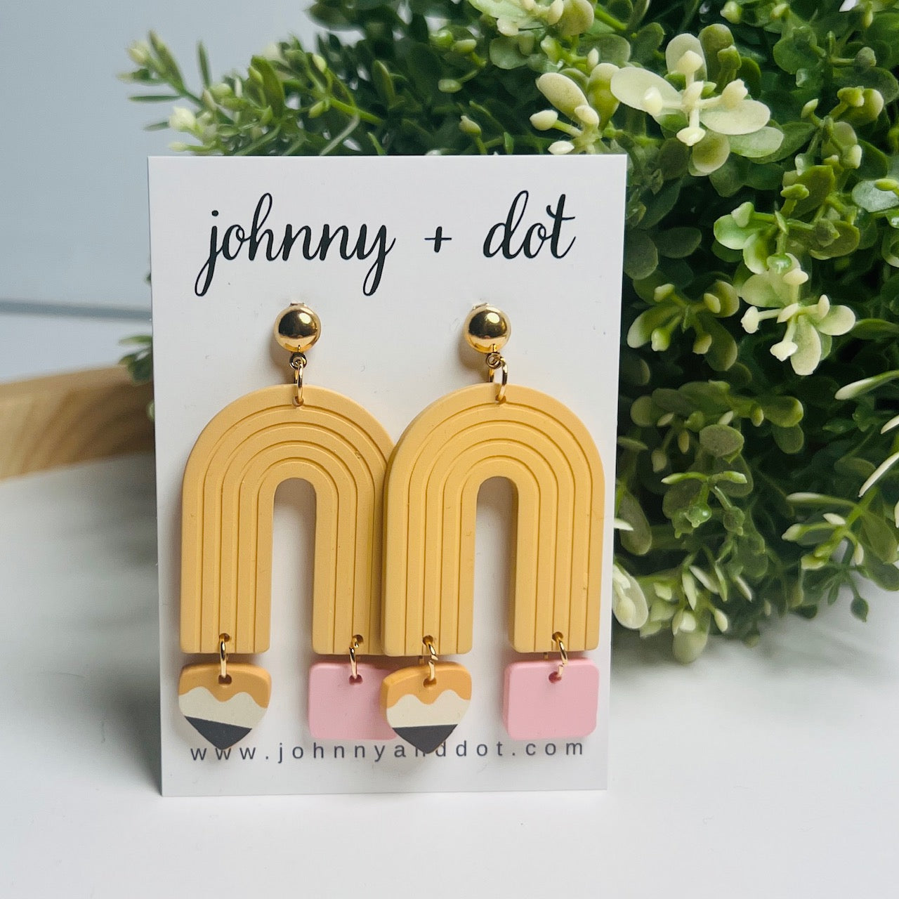 Peachy Rainbow Pencil Dangle Earrings