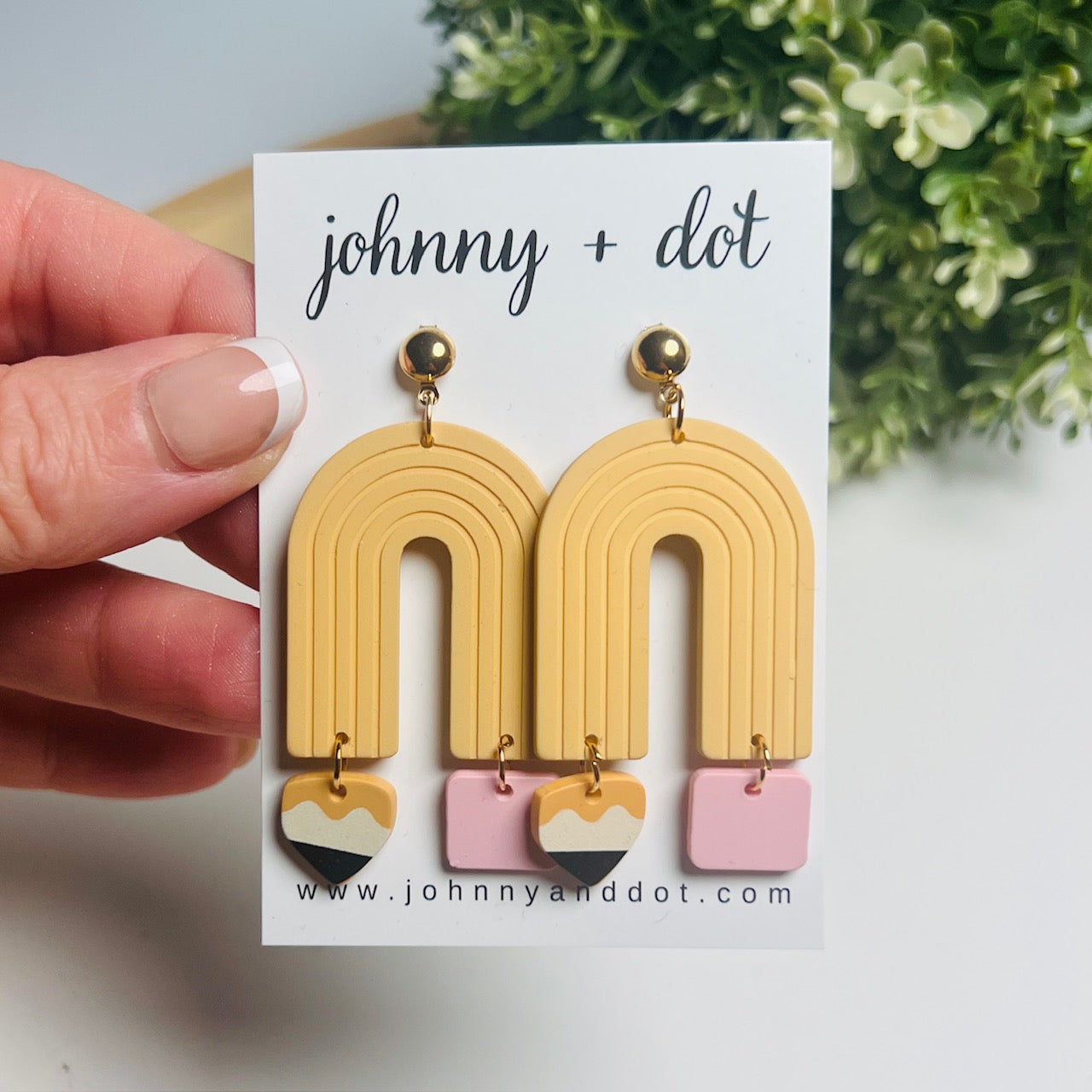 Peachy Rainbow Pencil Dangle Earrings