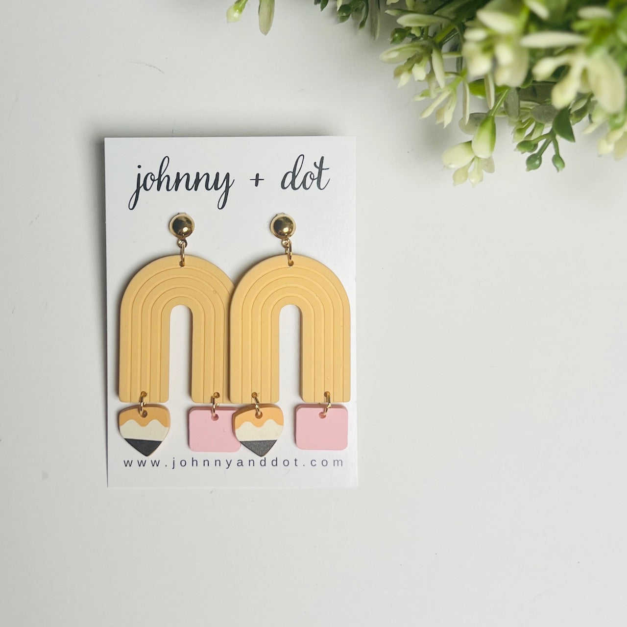 Peachy Rainbow Pencil Dangle Earrings