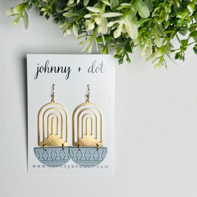 Gold Arch + Patterned Half-Moon Dangles