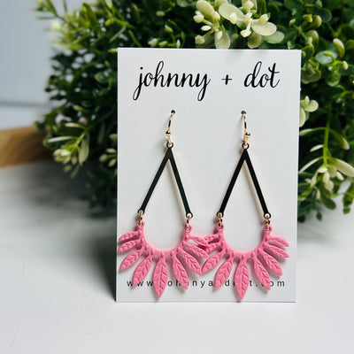 Pink Leaf Fan Drop Earrings