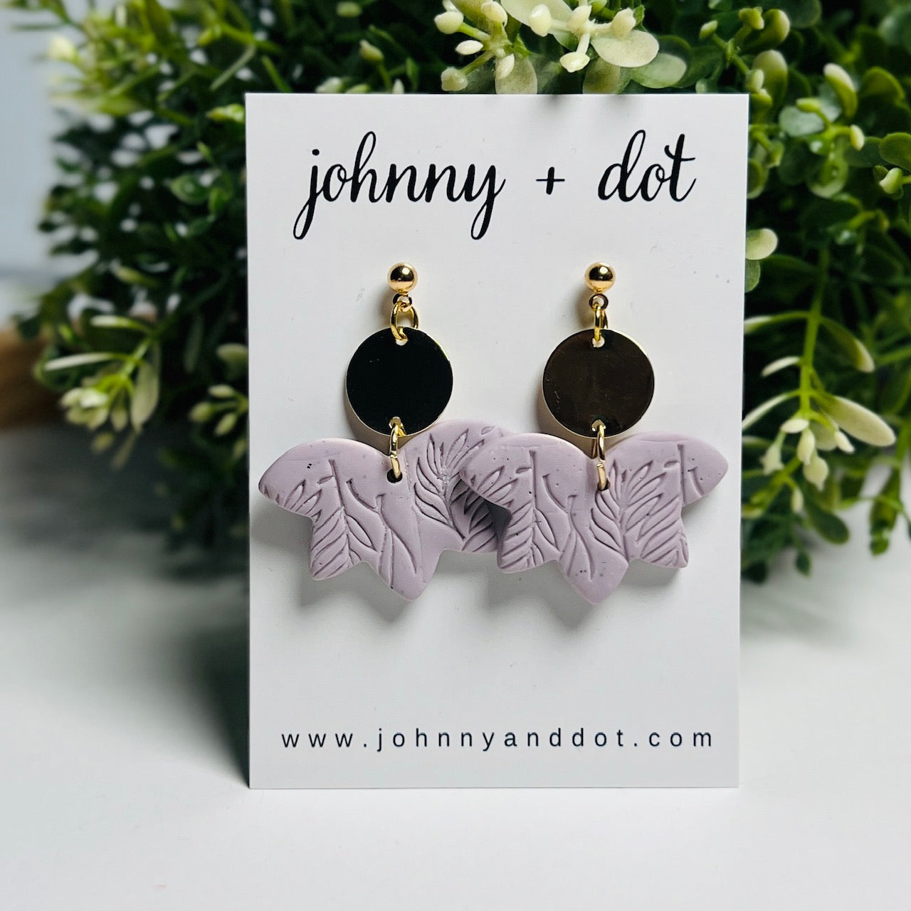 Lavender Clay Leaf Drop Earrings