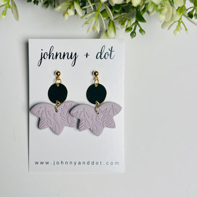 Lavender Clay Leaf Drop Earrings