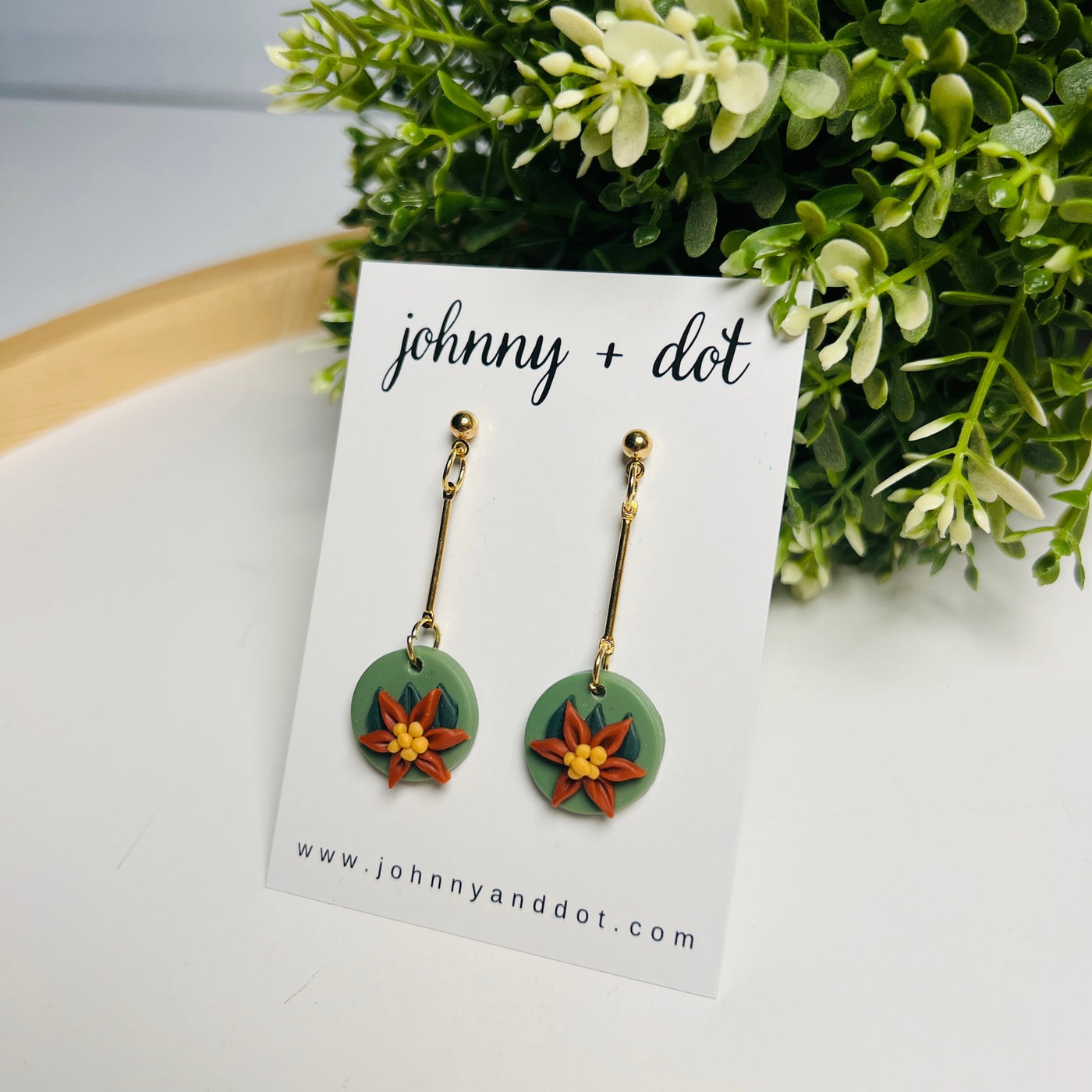 Christmas Poinsettia Clay Earrings