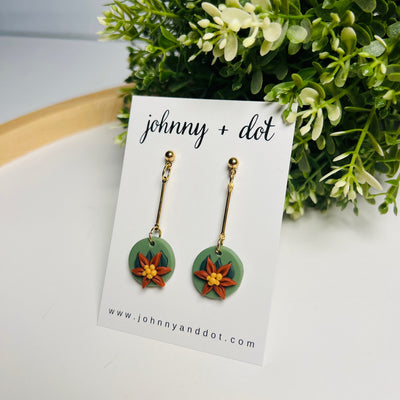Christmas Poinsettia Clay Earrings