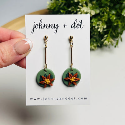 Christmas Poinsettia Clay Earrings
