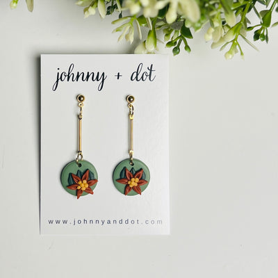 Christmas Poinsettia Clay Earrings