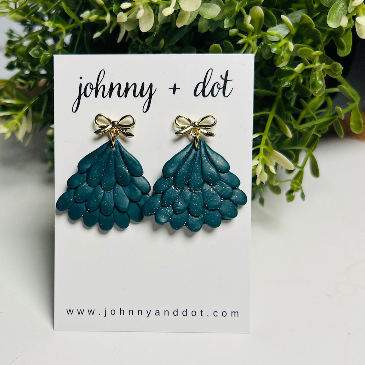 Christmas Tree Glittered Clay Earrings