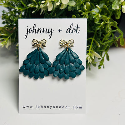 Christmas Tree Glittered Clay Earrings
