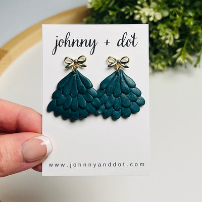 Christmas Tree Glittered Clay Earrings
