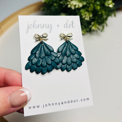 Christmas Tree Glittered Clay Earrings
