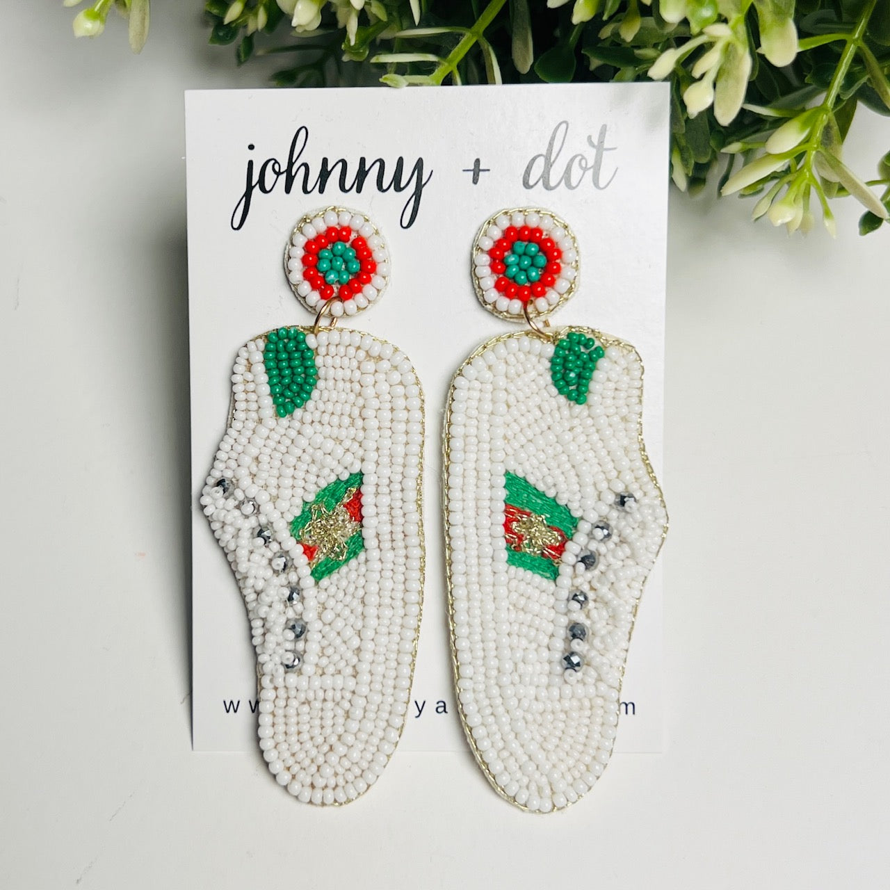 Beaded Sneaker Statement Earrings