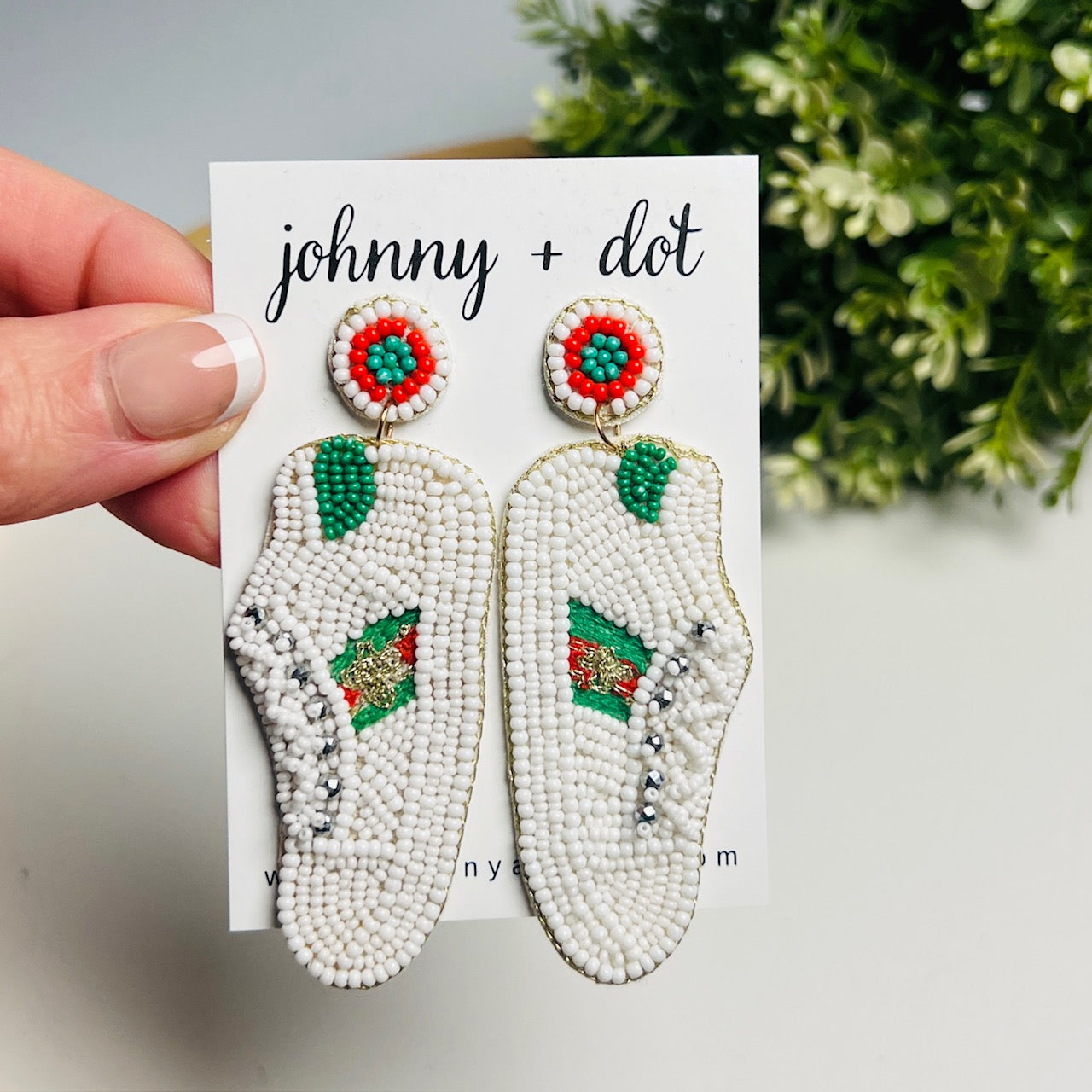 Beaded Sneaker Statement Earrings