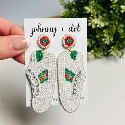 Beaded Sneaker Statement Earrings