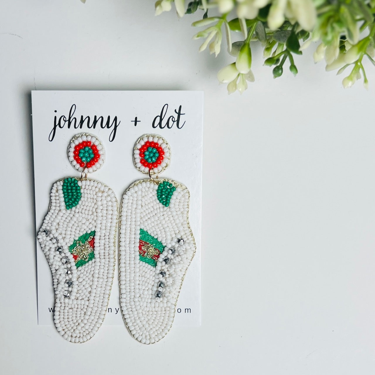 Beaded Sneaker Statement Earrings