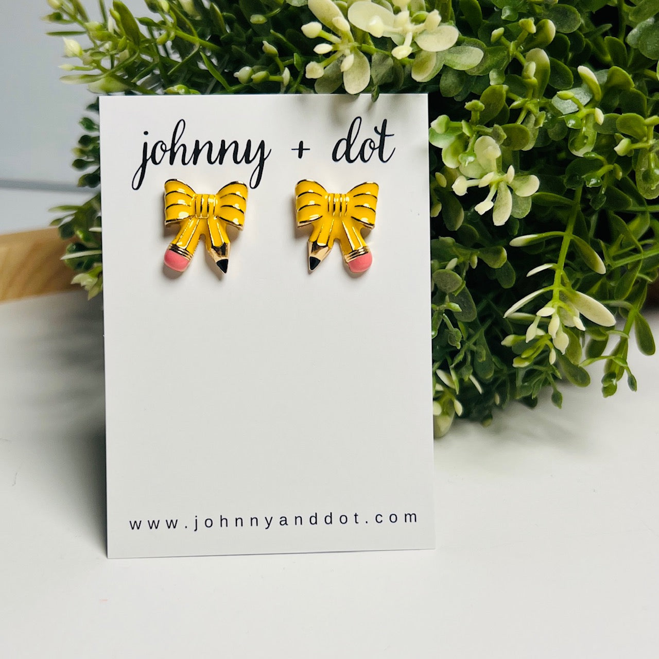 Pencil Bow Stud Earrings