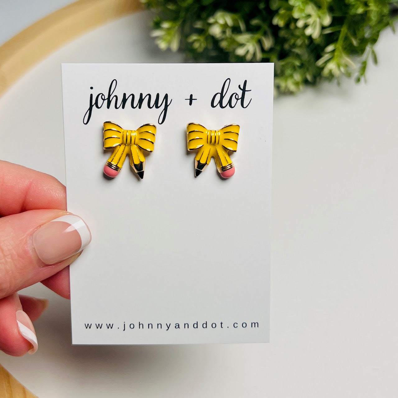 Pencil Bow Stud Earrings