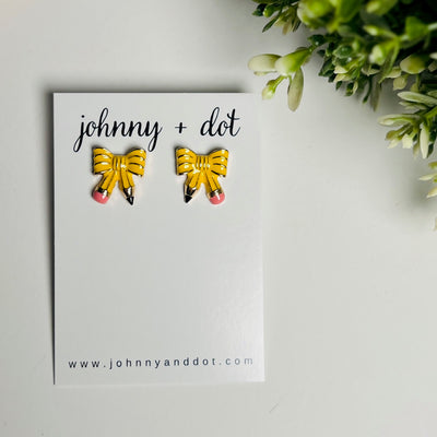 Pencil Bow Stud Earrings