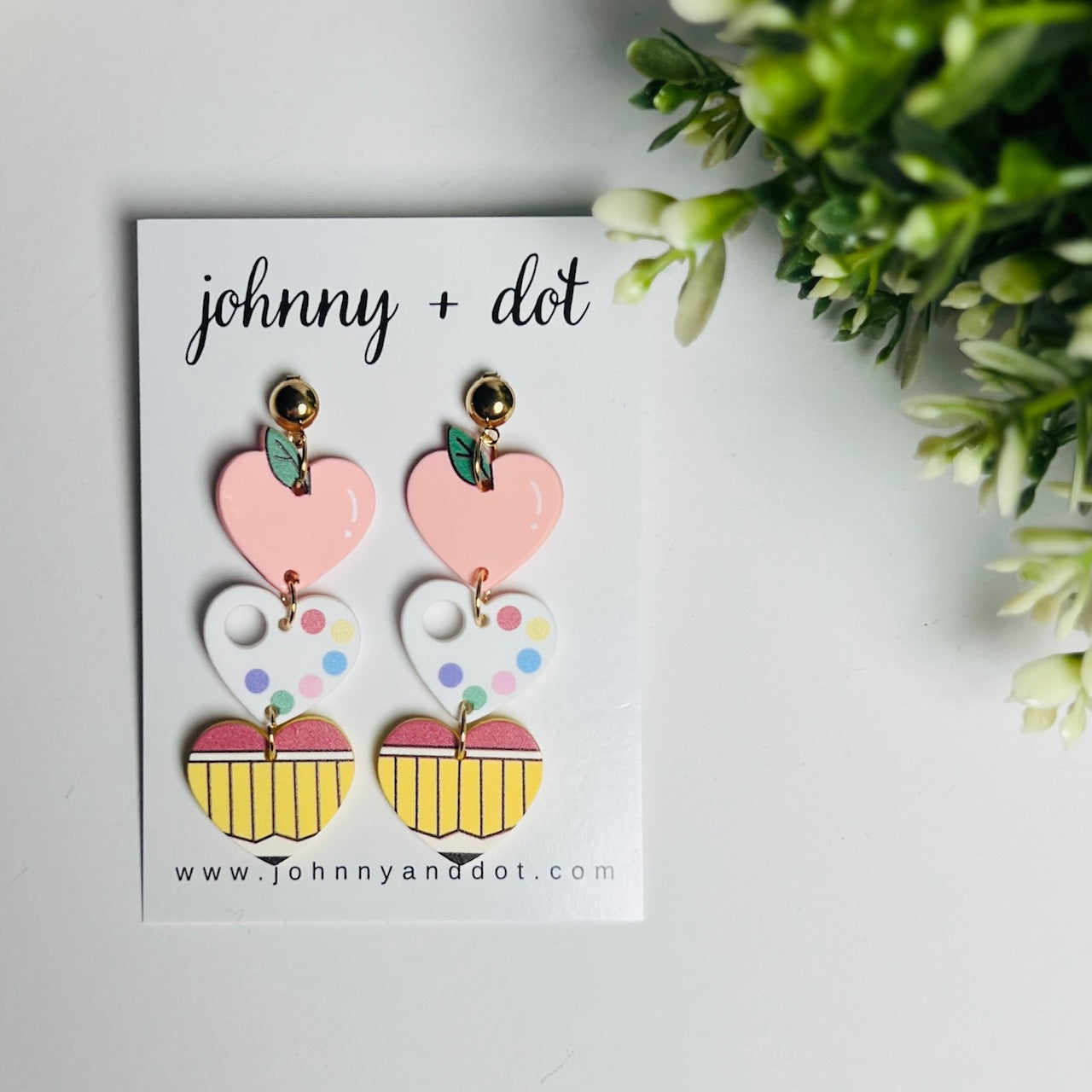 Light Pink Heart Trio Teacher Earrings