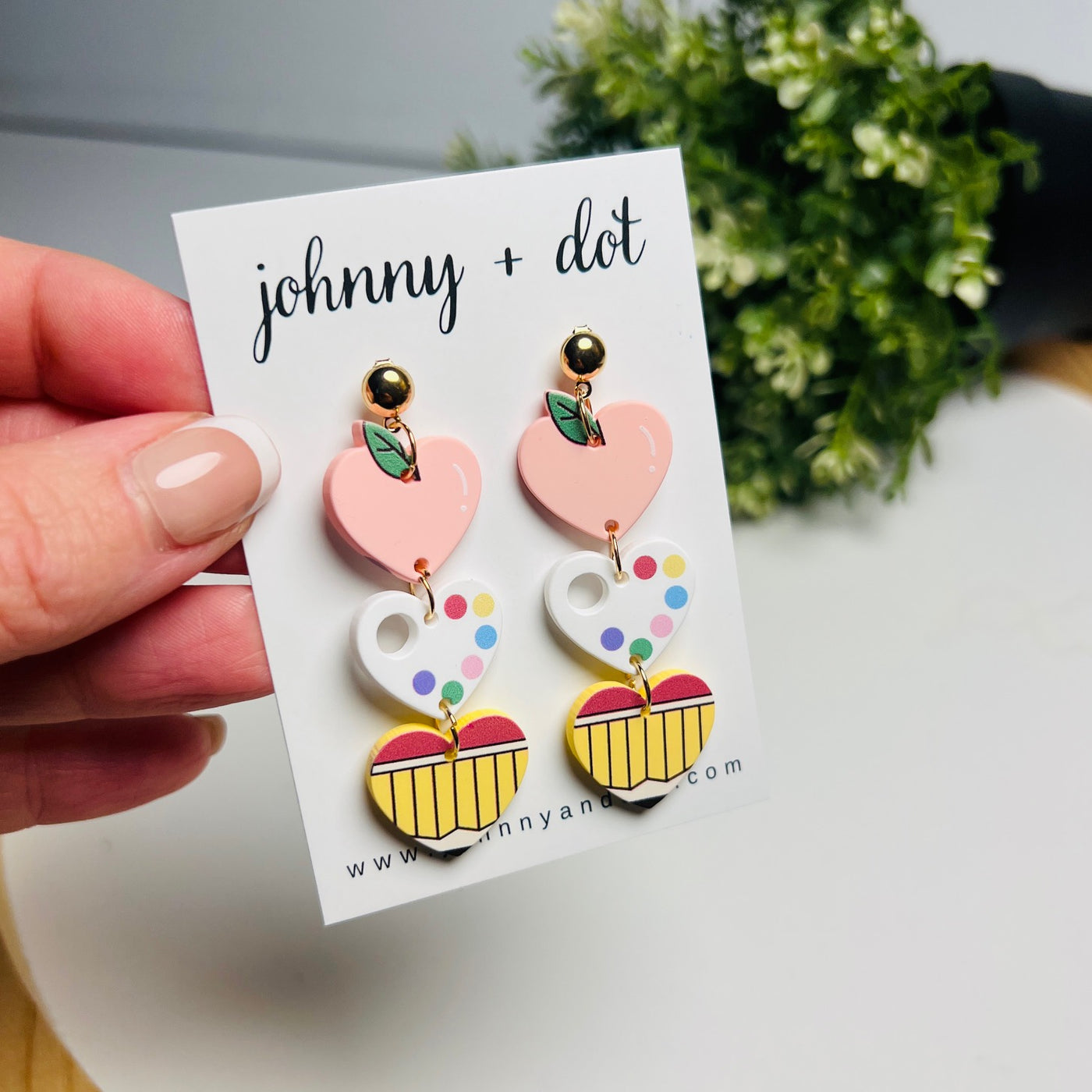 Light Pink Heart Trio Teacher Earrings