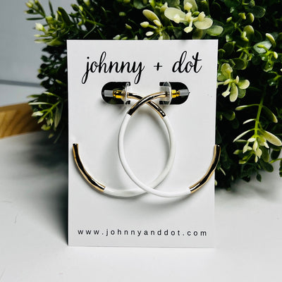Gold + Coated White Mixed Metal Hoops