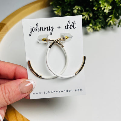 Gold + Coated White Mixed Metal Hoops