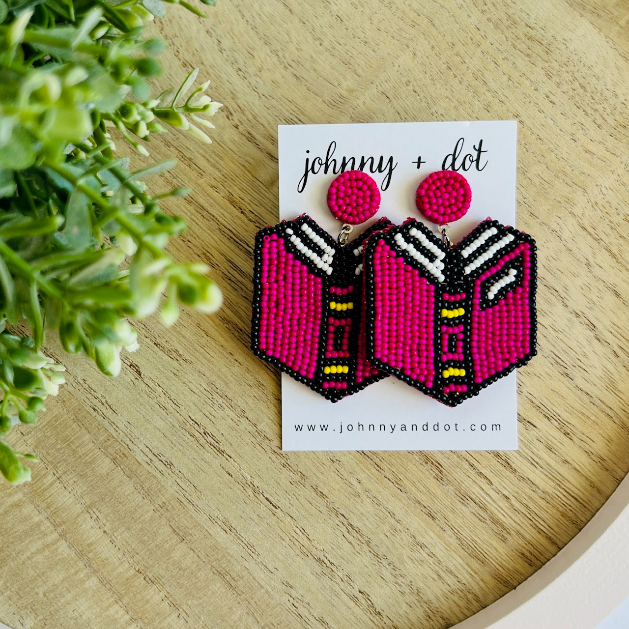 Beaded Pink Textbook Earrings