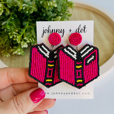 Beaded Pink Textbook Earrings