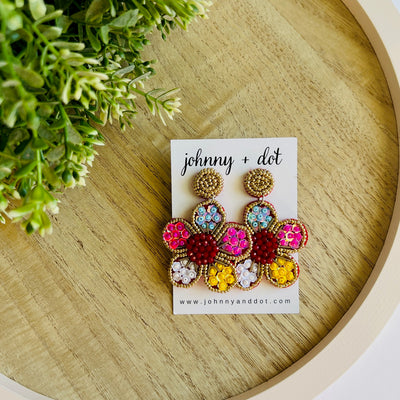 Beaded Blooming Flower Earrings