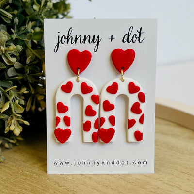 Red Heart U-Shaped Clay Earrings