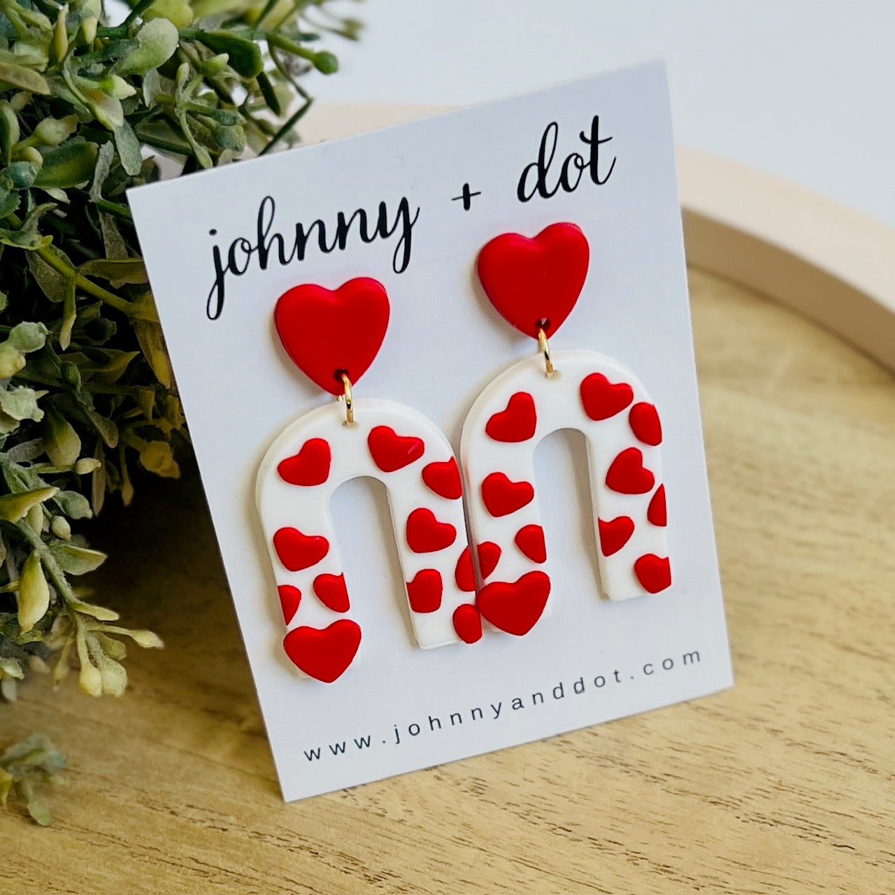 Red Heart U-Shaped Clay Earrings
